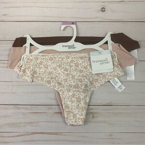 New TRANQUIL & TRUE Womans 3 Pack Thongs Size XL Matte Microfiber